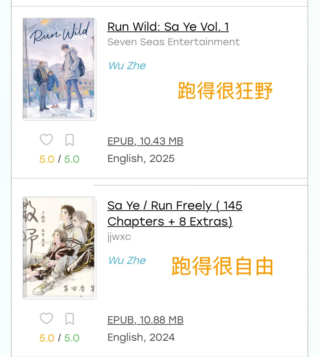 部分bl作品的英文译名