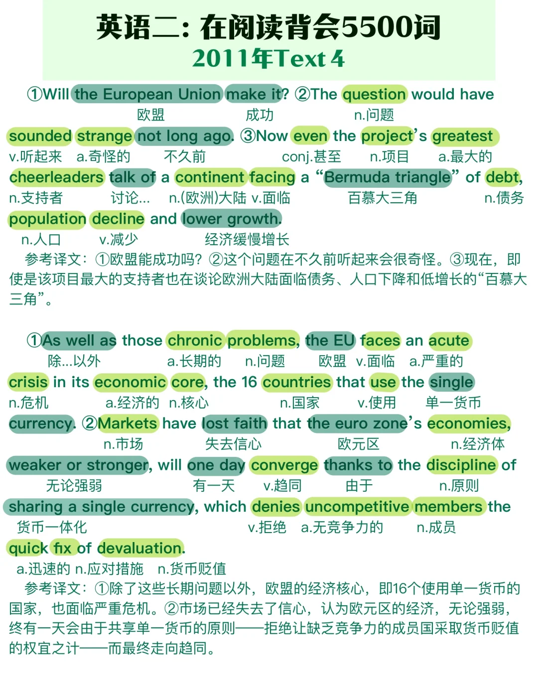 在阅读语境中无痛背单词：英语二2011年04