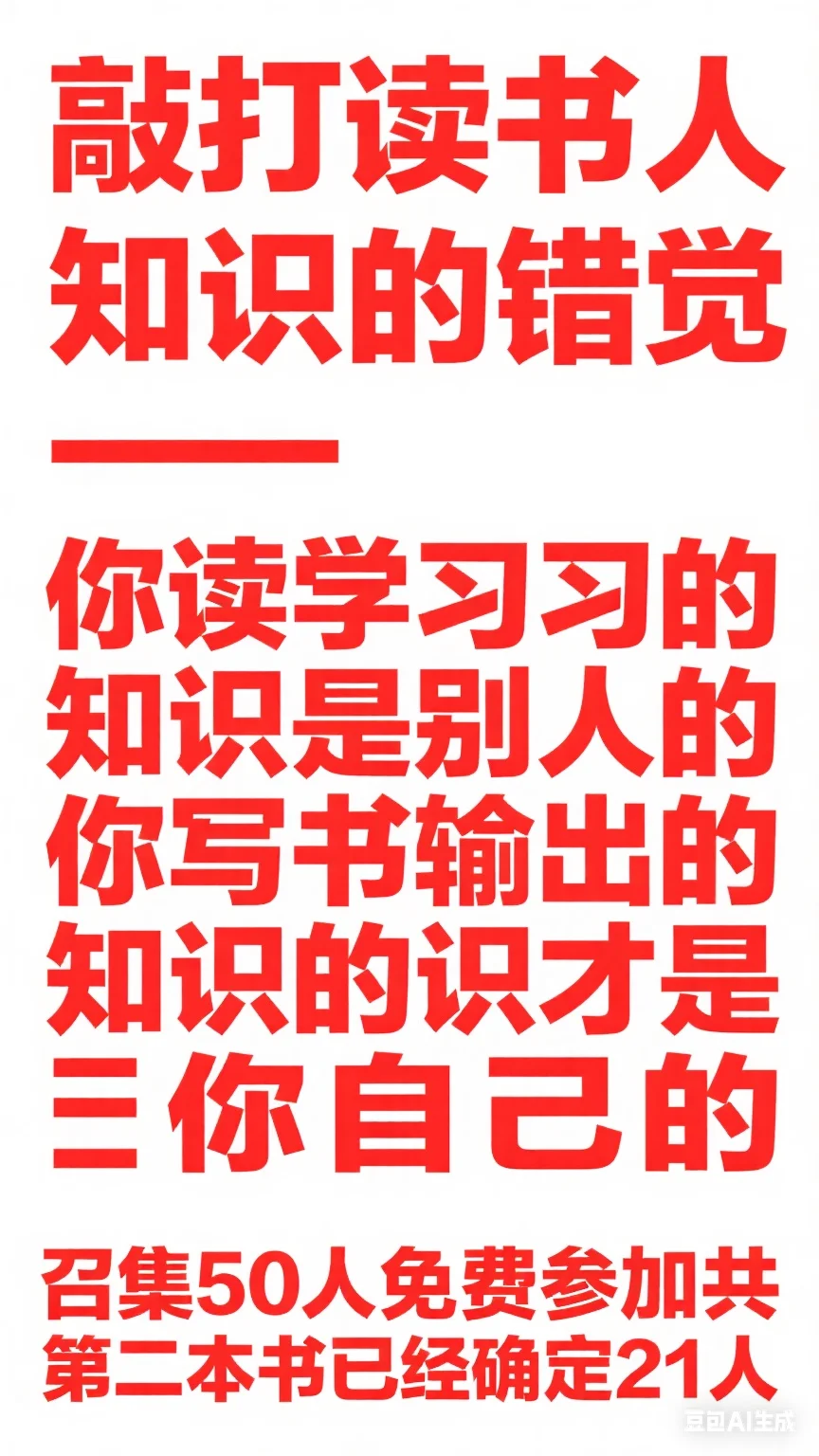 🔥🔥破除读书错觉免费加入共写第二本书