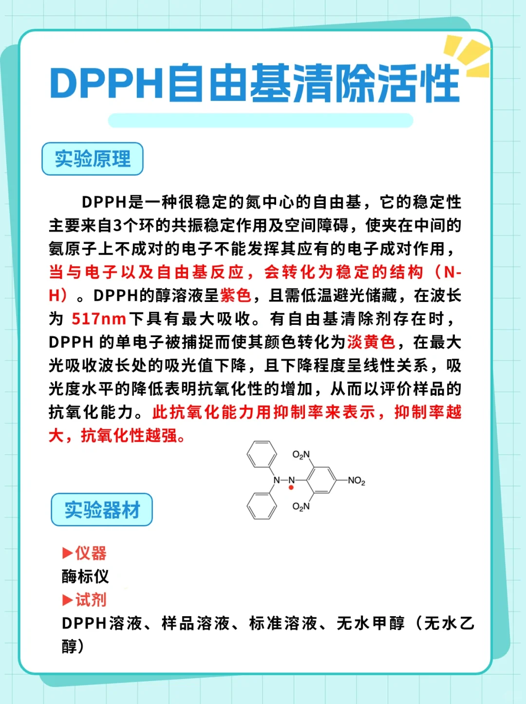 ‼️DPPH自由基清除活性实验！
