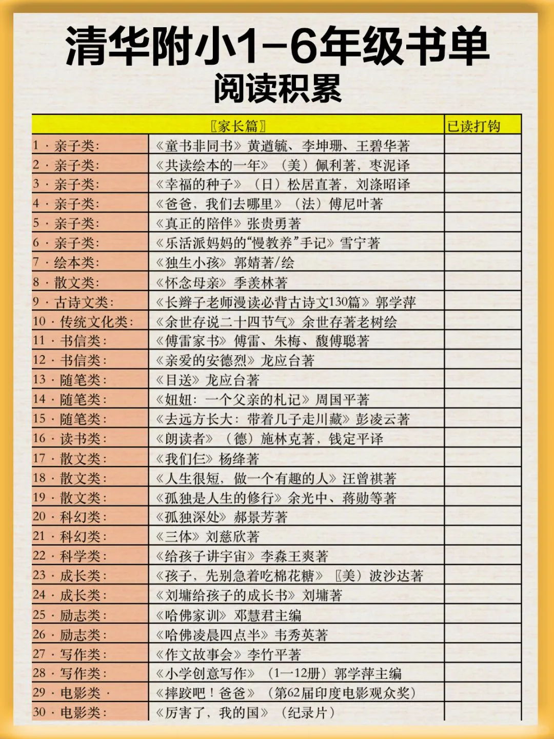 跟着清华附小选书不迷路！1-6年级书单