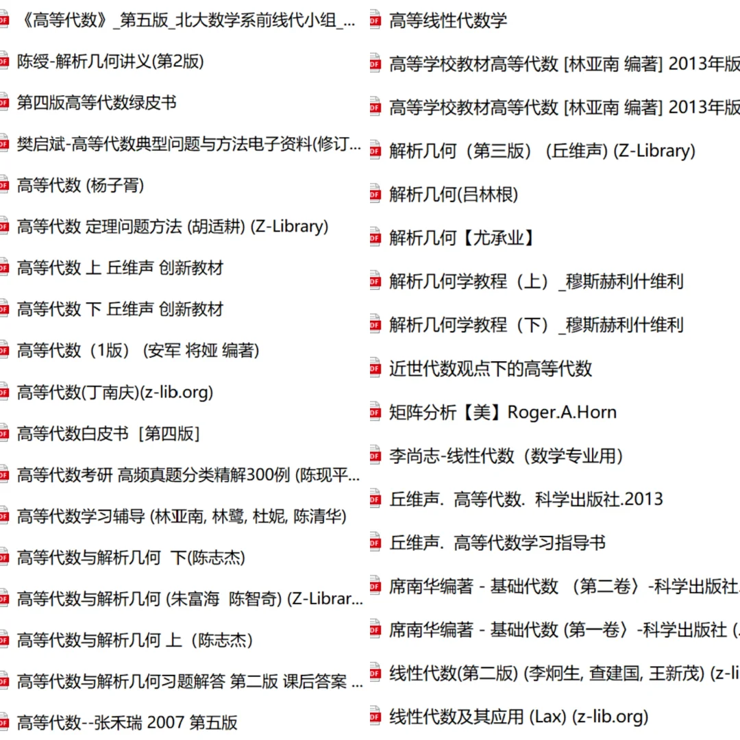 数学专业超全电子书（34类课程，共529本）