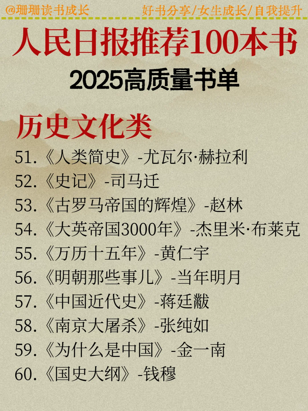 人民日报推荐的100本好书🔥你读过几本？