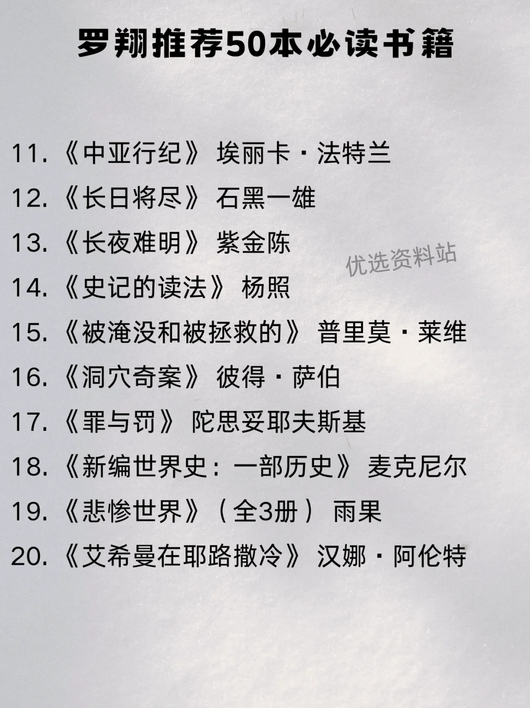 🌟罗翔力荐的50本必读书籍！附电子书