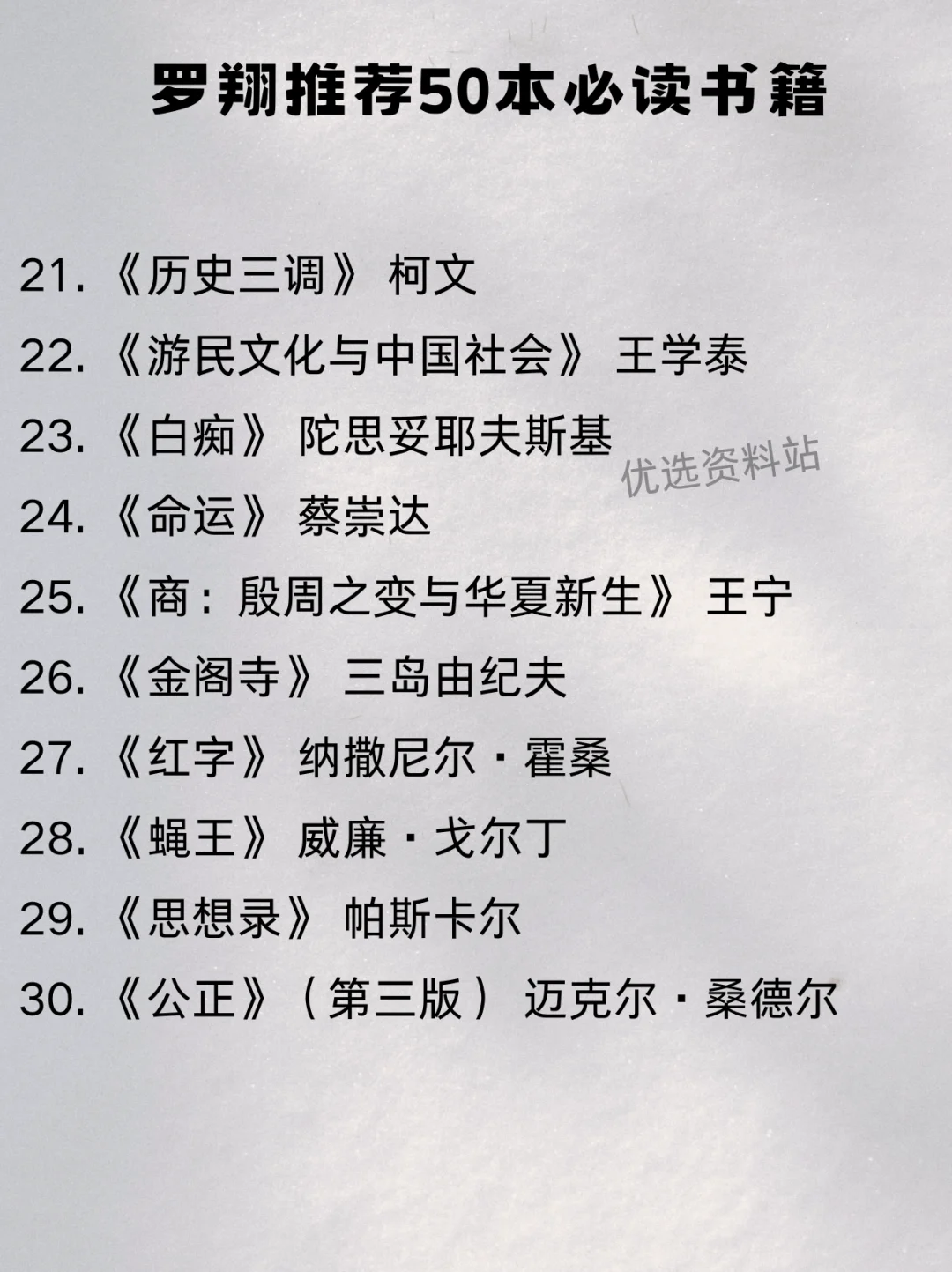 🌟罗翔力荐的50本必读书籍！附电子书