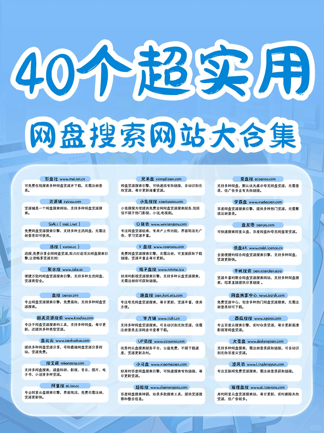 搜不到想要的❓这40个网盘搜索网站快码住！
