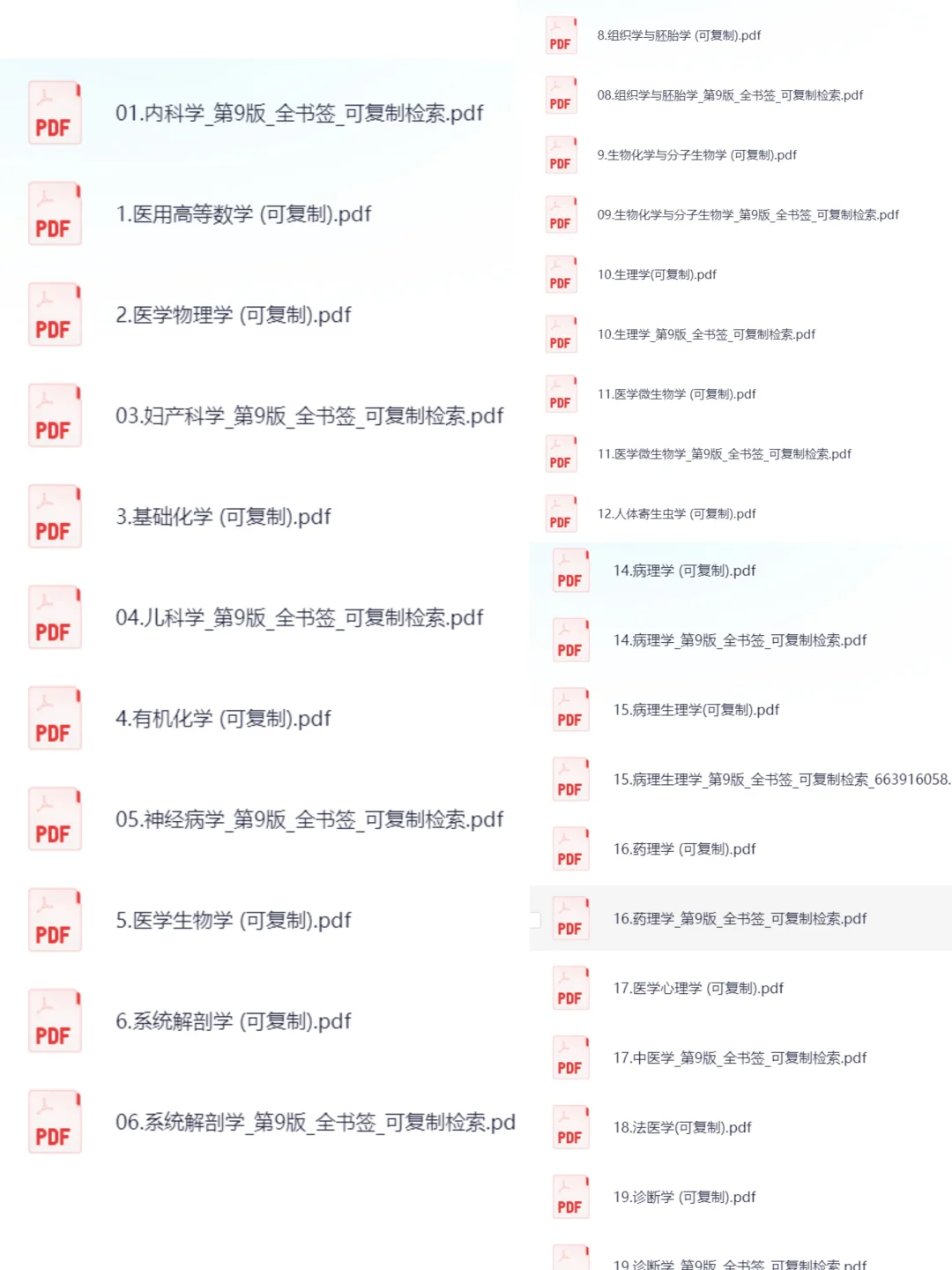 无偿！直接分享人卫第九版PDF电子教材