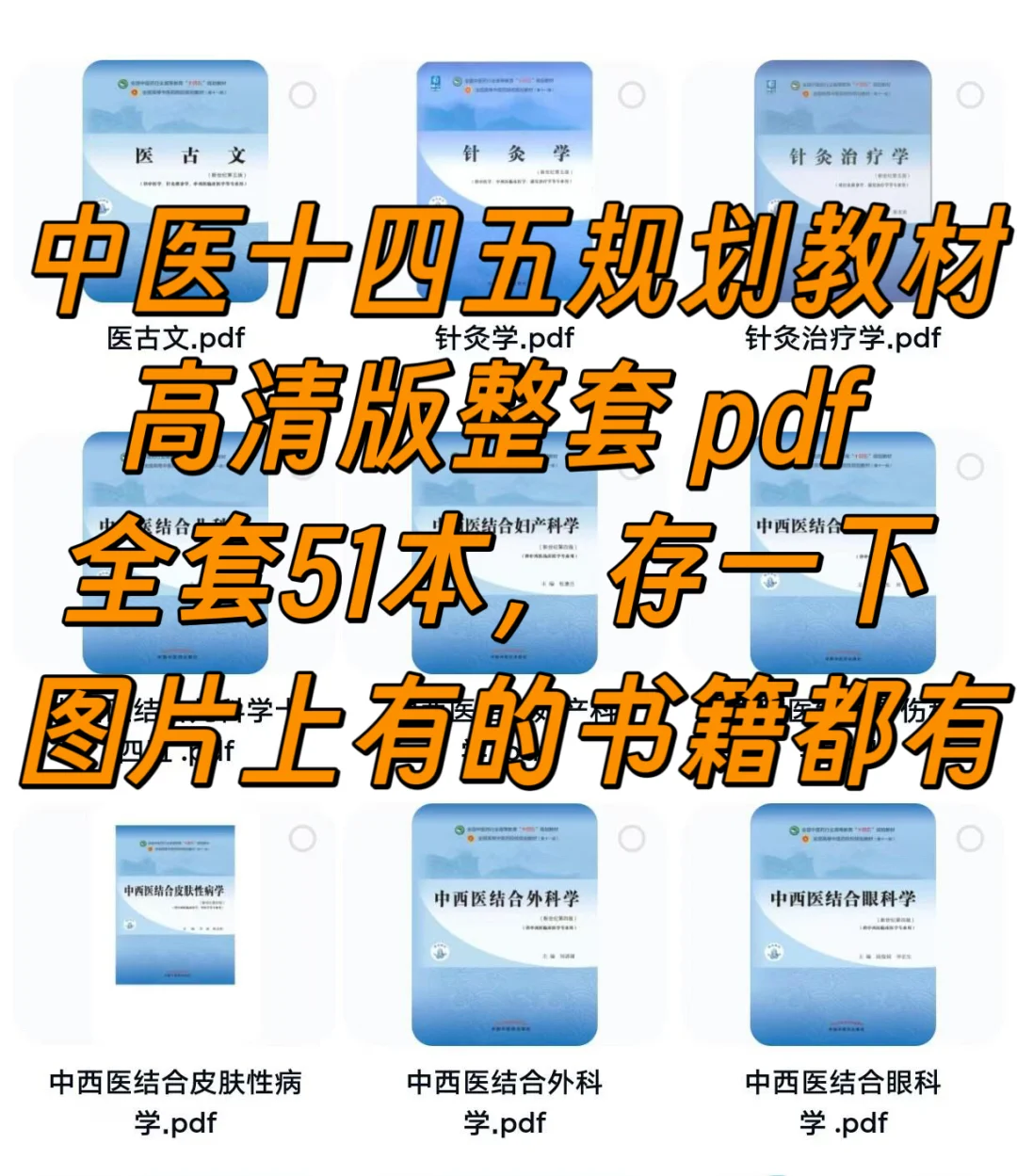 中医药版本科中医学教材十四五规划51本pdf