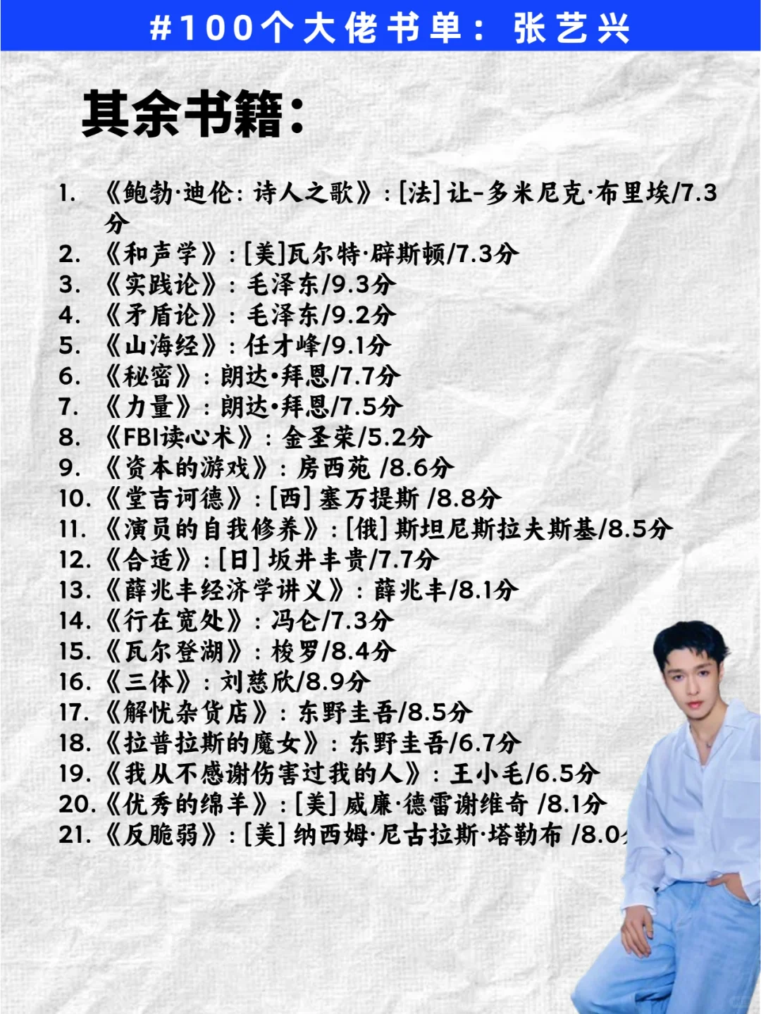 女生们请反复读张艺兴推荐的45本书！！！