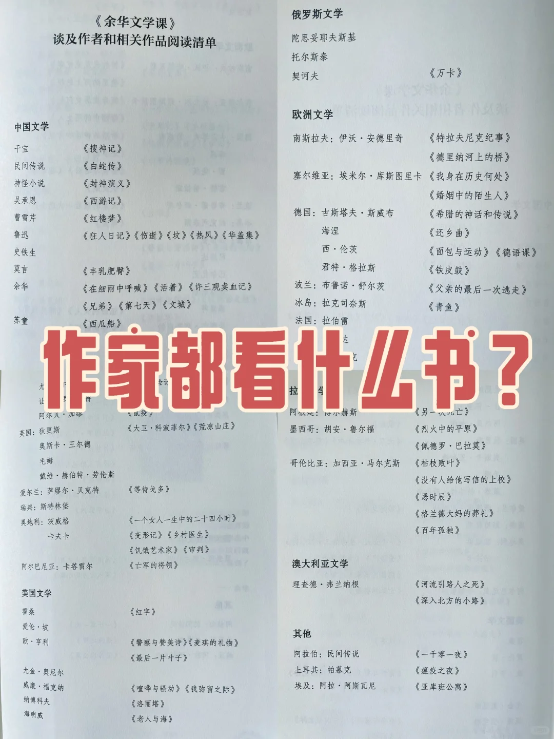书荒？第三弹！余华阅读书单📚