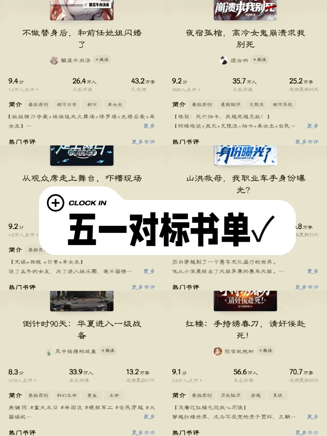 休假看稿！男频对标书单来临！