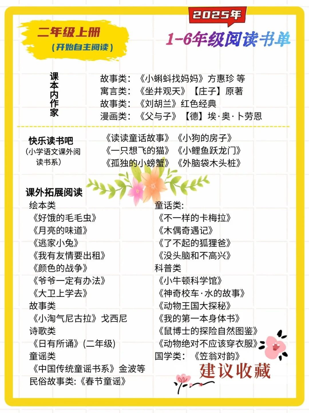清华附小2025推荐1-6年级必读书单