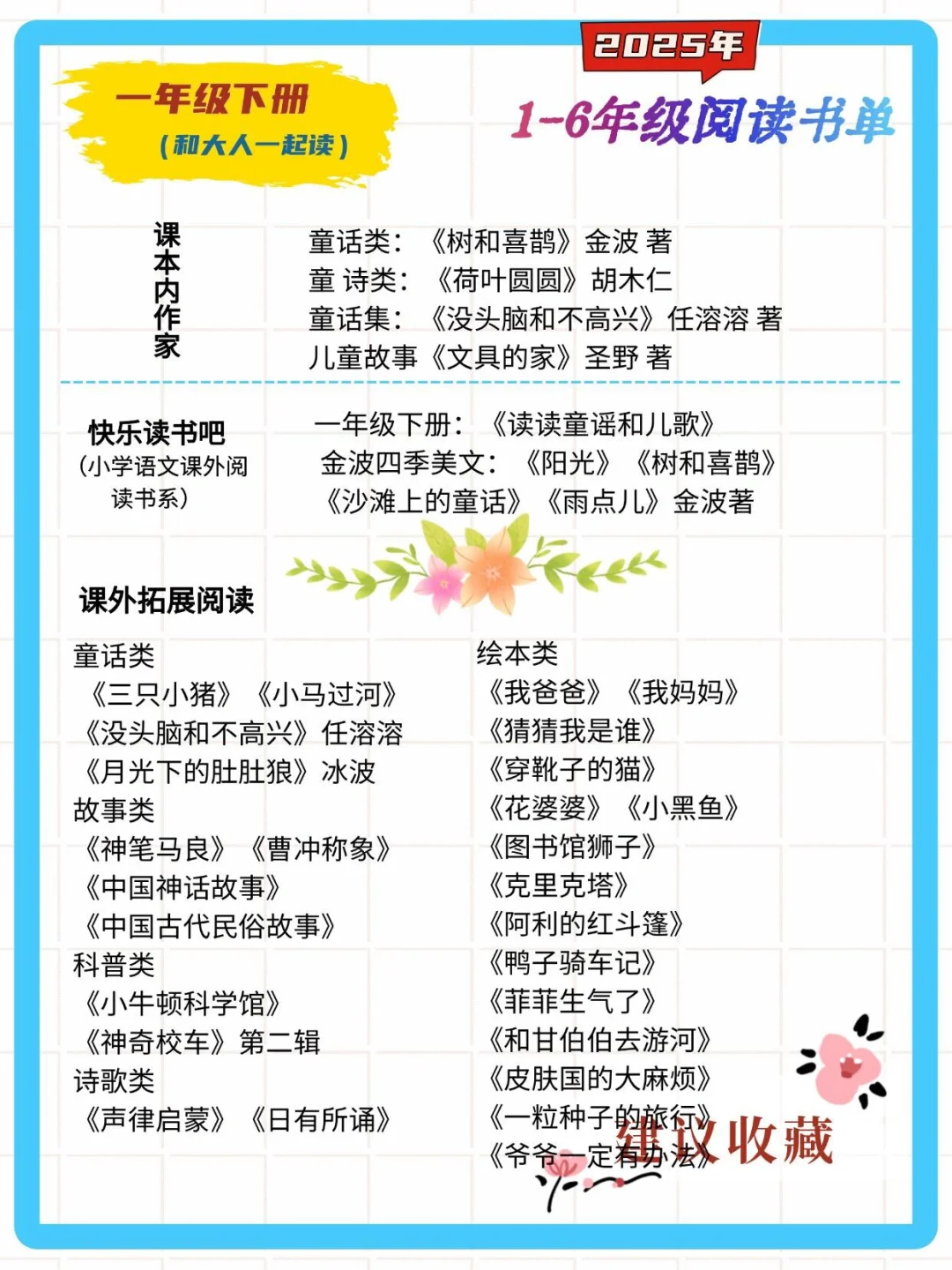 清华附小2025推荐1-6年级必读书单