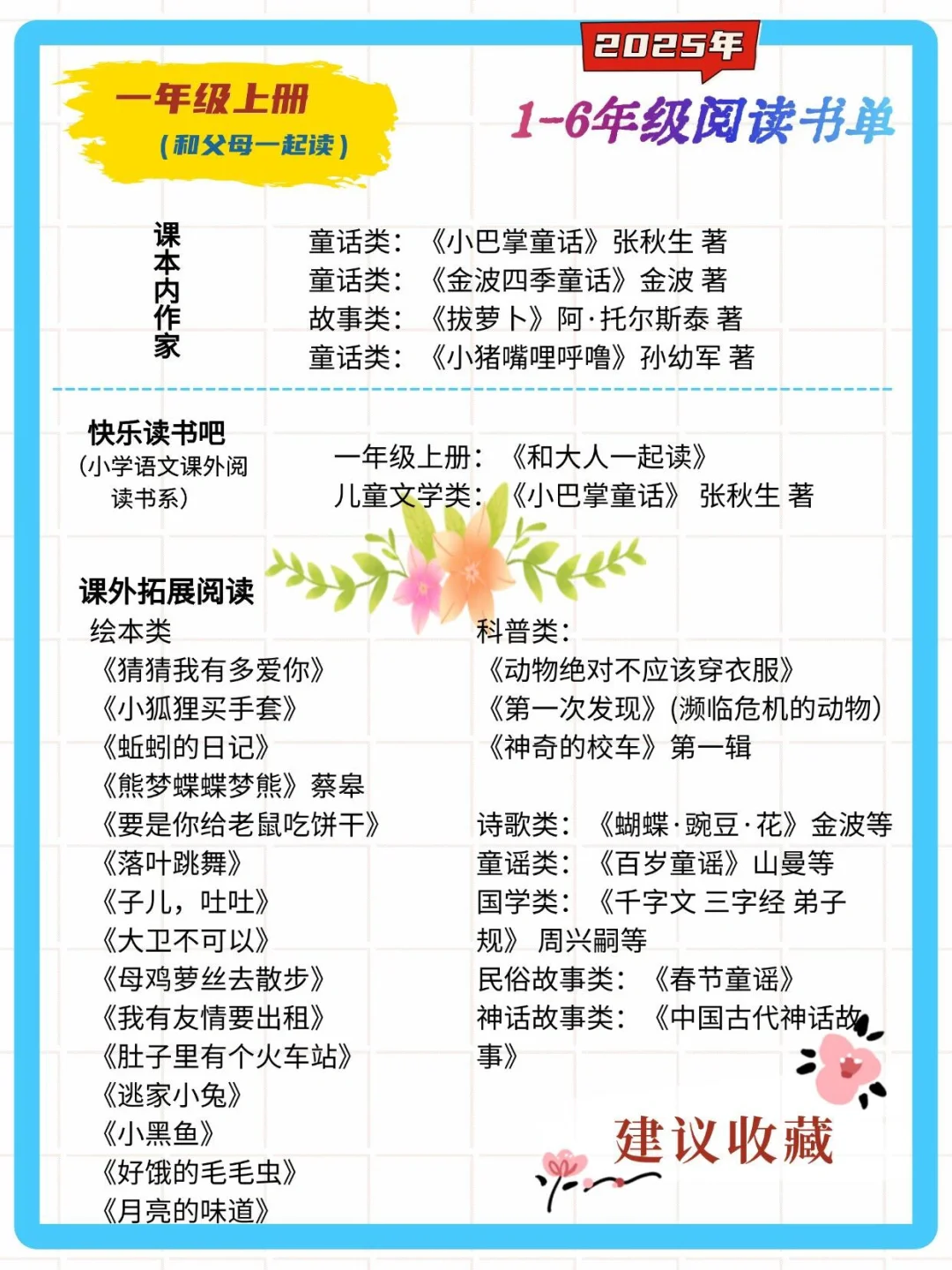 清华附小2025推荐1-6年级必读书单