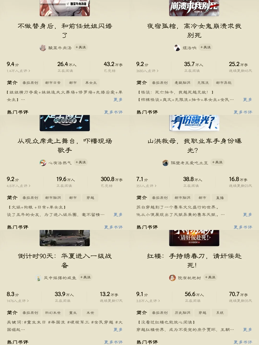 休假看稿！男频对标书单来临！