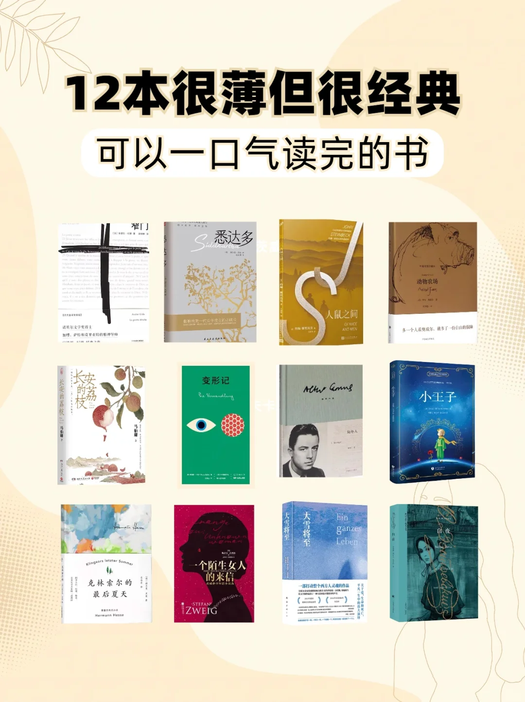 12本很薄但很经典，能一口气读完的书📚
