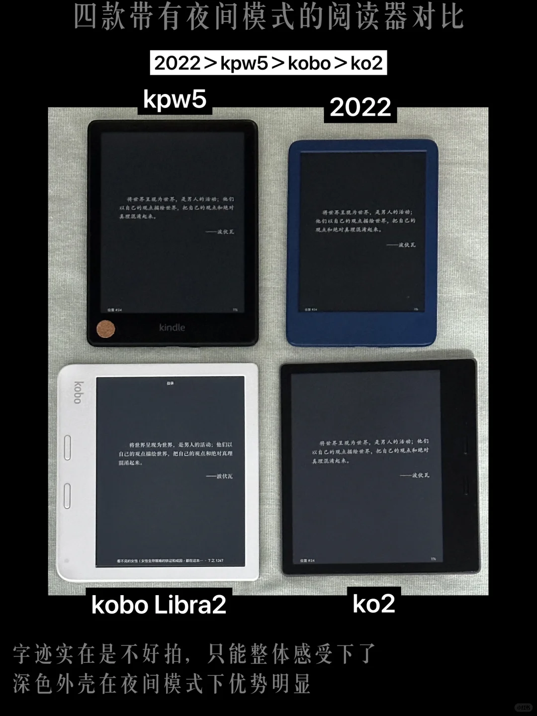 kindle&kobo七款阅读器显示效果对比（上）