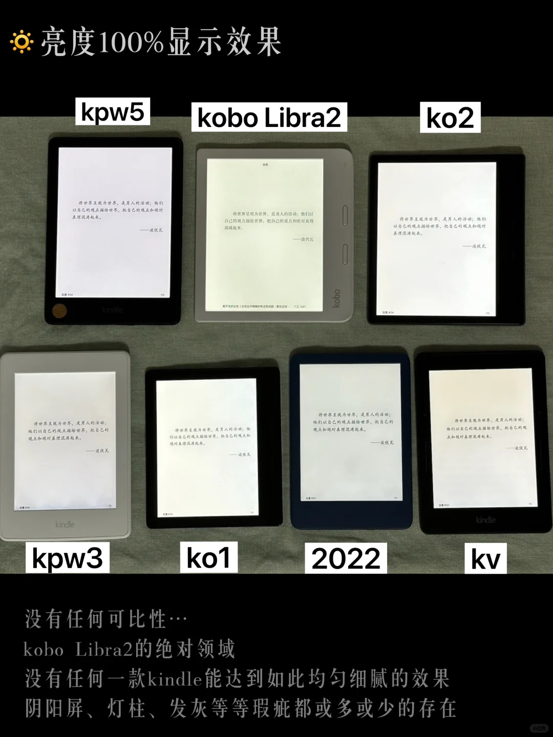 kindle&kobo七款阅读器显示效果对比（上）