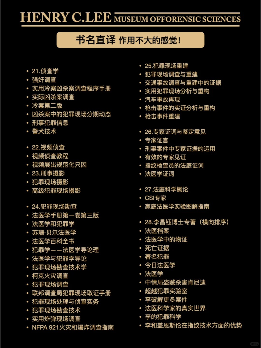 🎩 Dr. Lee 刑事科学专业书单来了～
