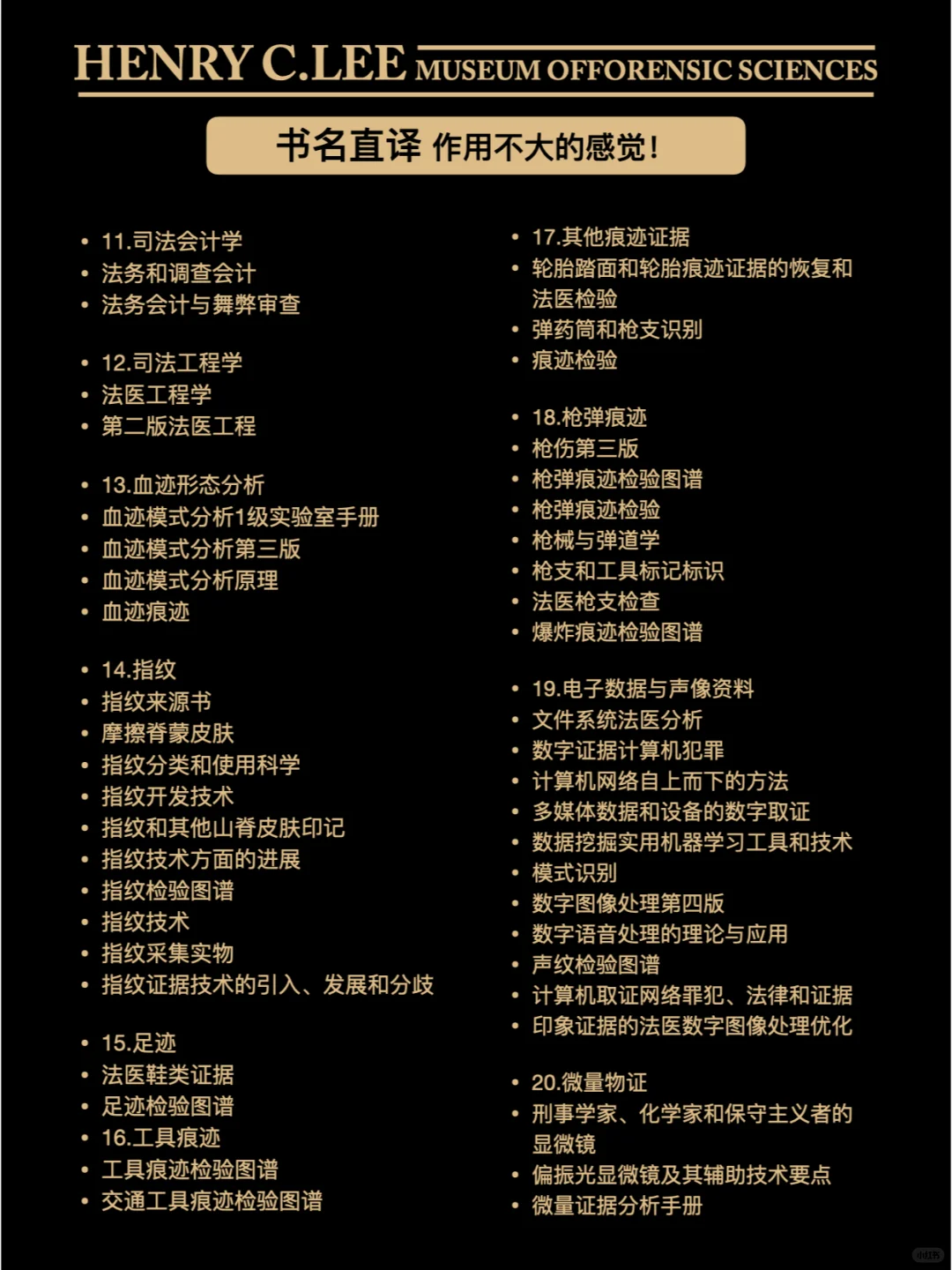 🎩 Dr. Lee 刑事科学专业书单来了～
