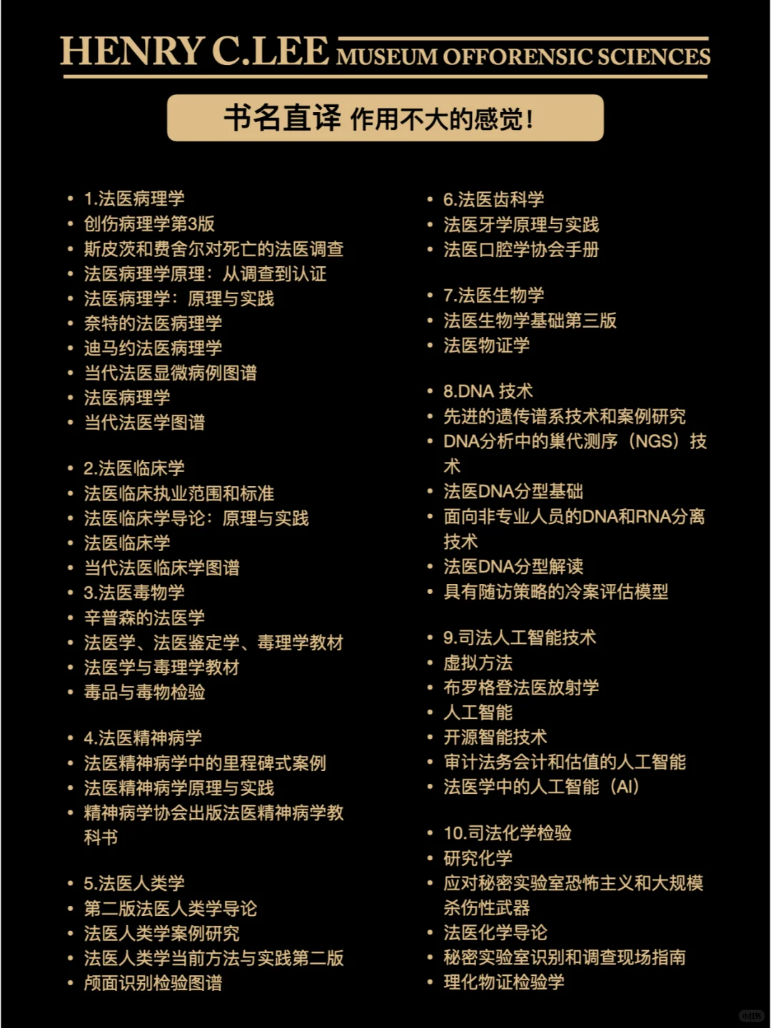 🎩 Dr. Lee 刑事科学专业书单来了～
