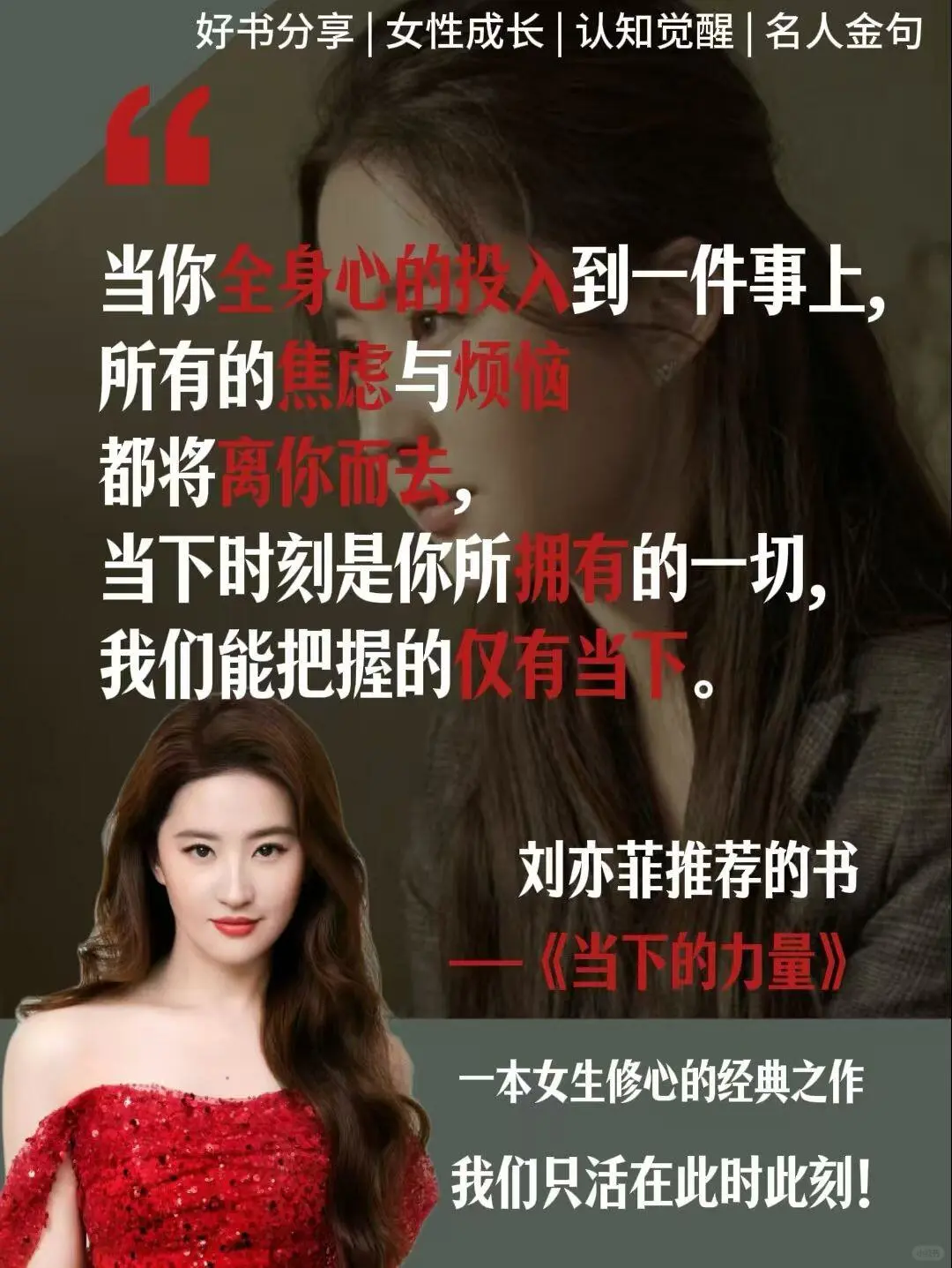 很庆幸读到了这段话！不愧是刘亦菲推荐