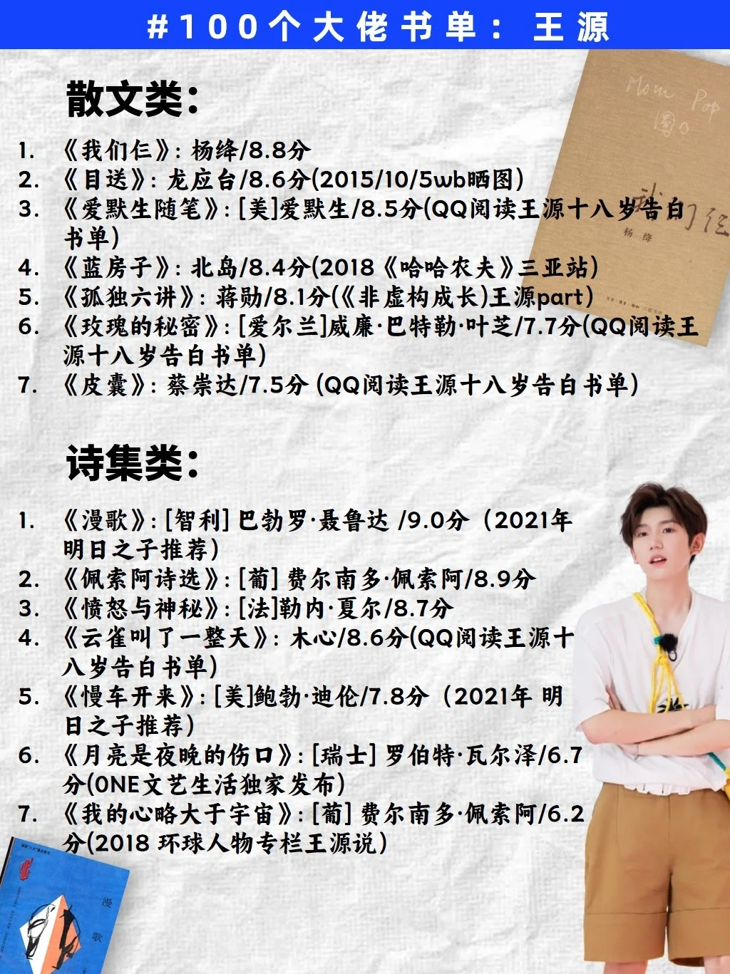 女生们请反复读王源推荐的76本书!!!