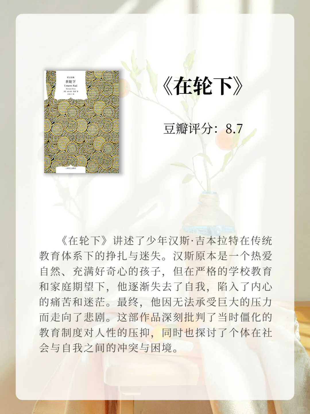 豆瓣9.0书单🌹女生速存，黑塞真的抗衰老