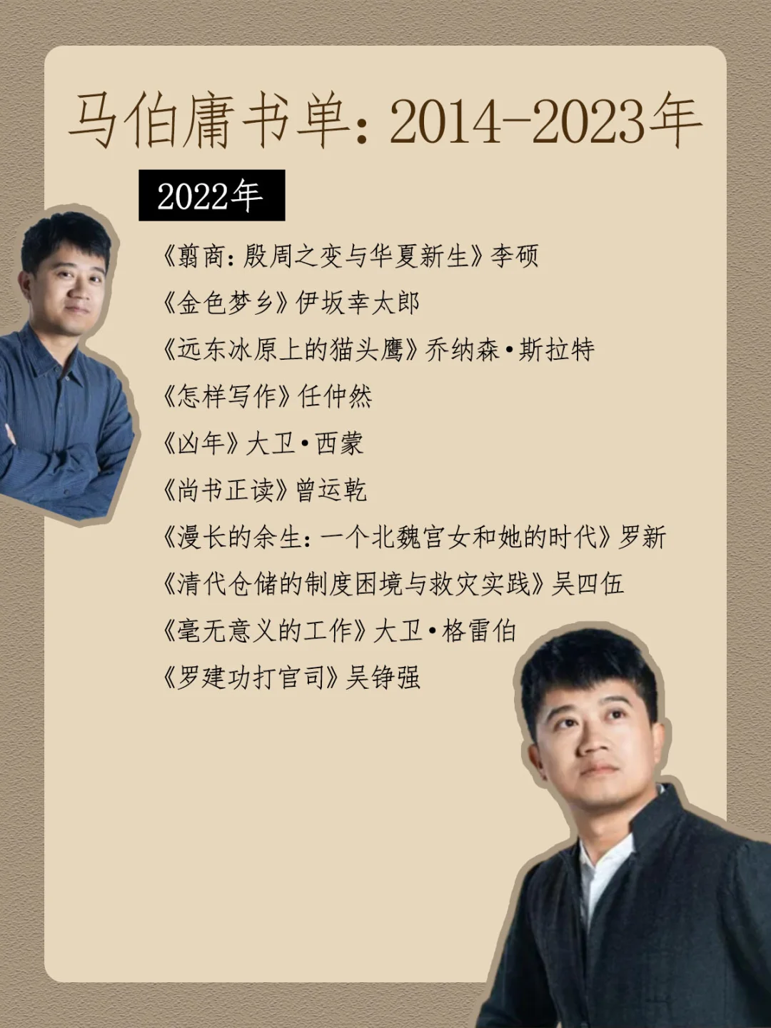 马伯庸年度书单：2014-2023年