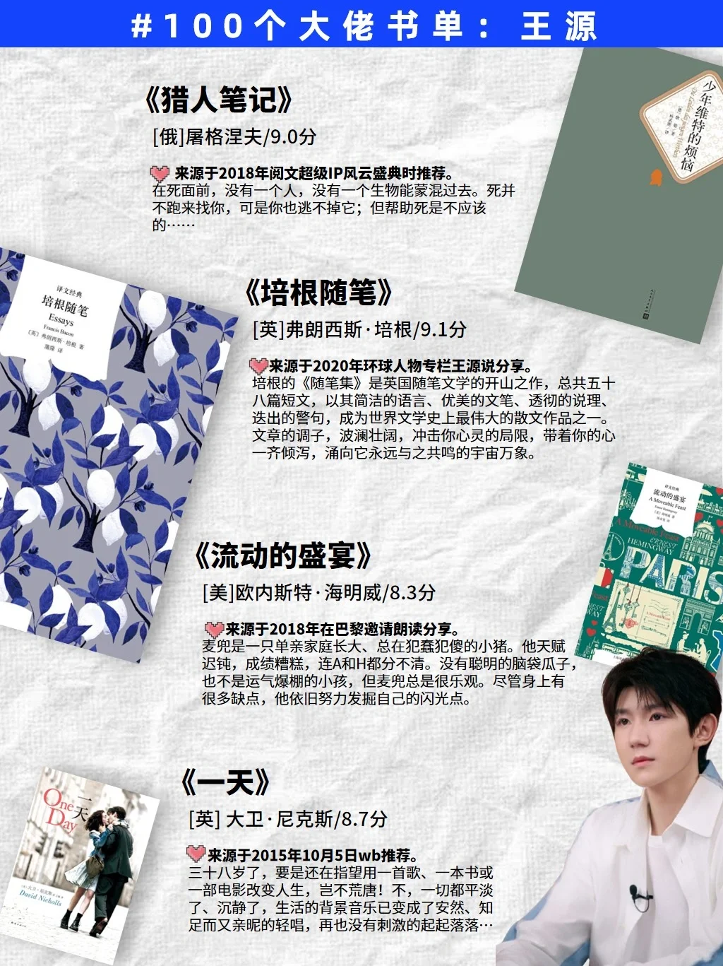 女生们请反复读王源推荐的76本书!!!