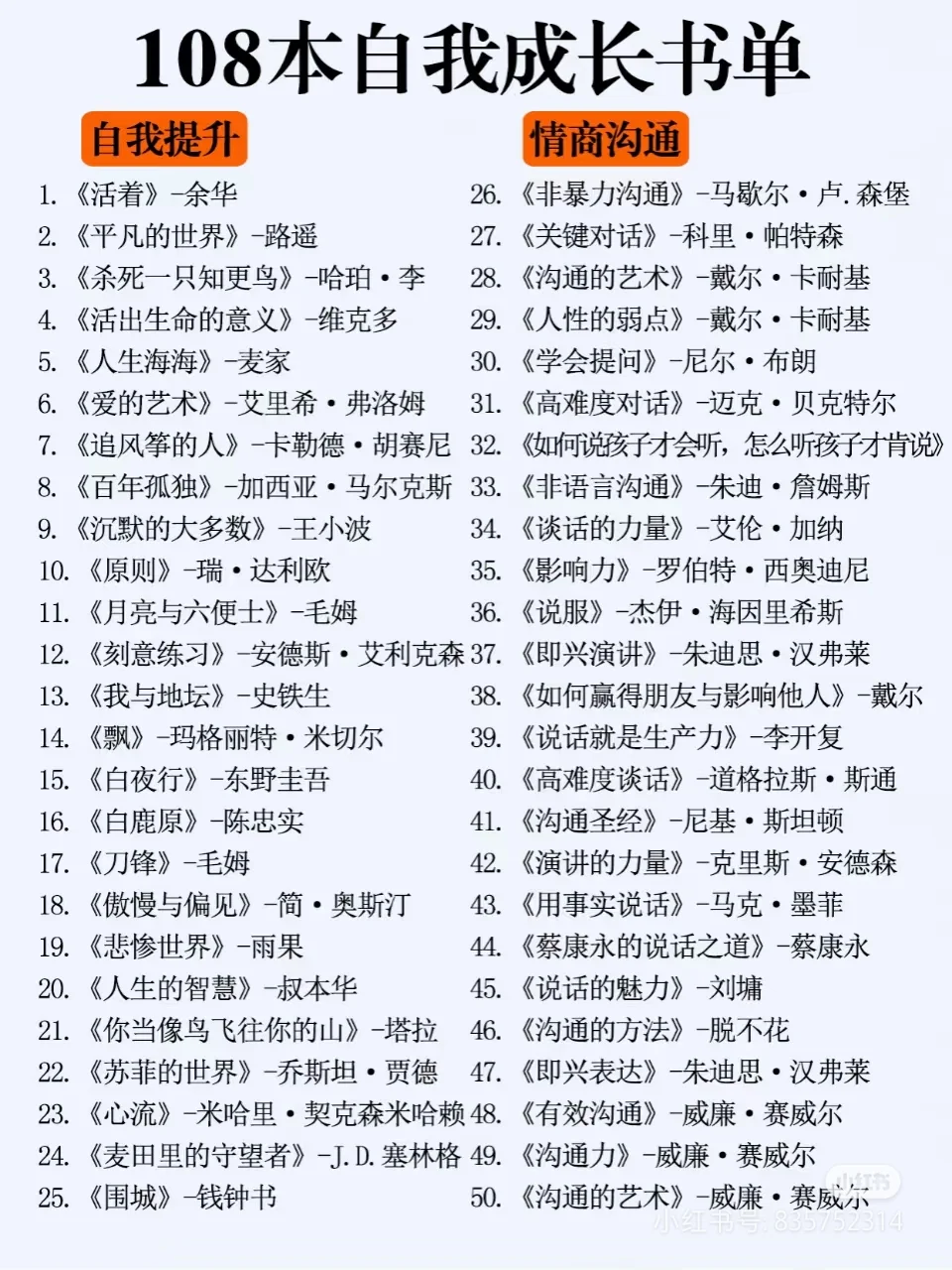 108本自我成长书单，拒绝内耗