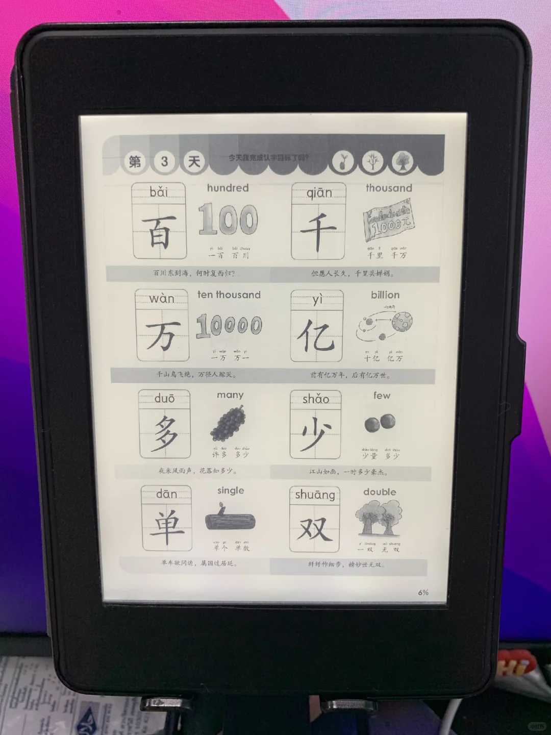 125天每天一张，Kindle轻松学完学前1000字！