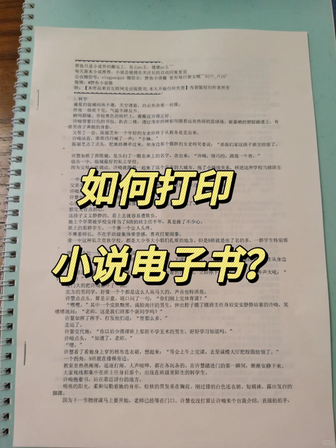 如何把电子小说打印出来？