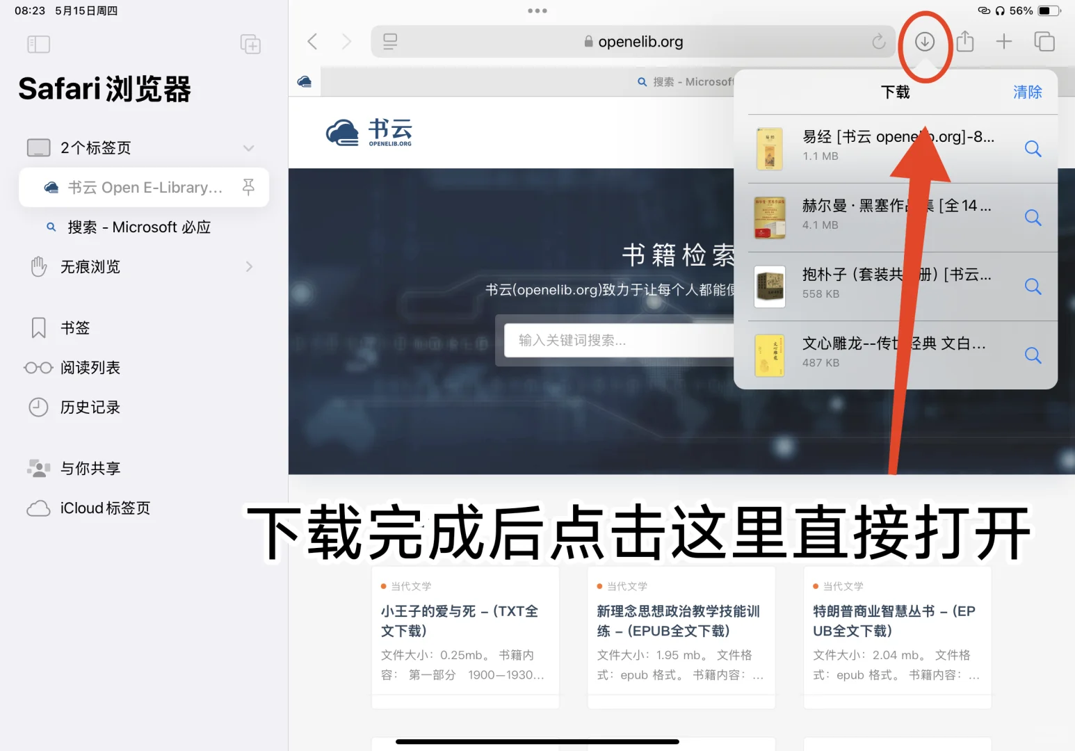 不用下载软件实现ipad免费看书自由
