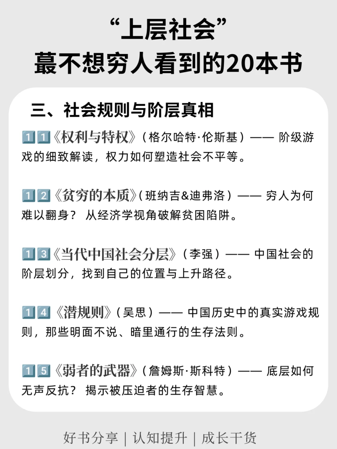 📚“上层社会”蕞不想穷人看到的20本书