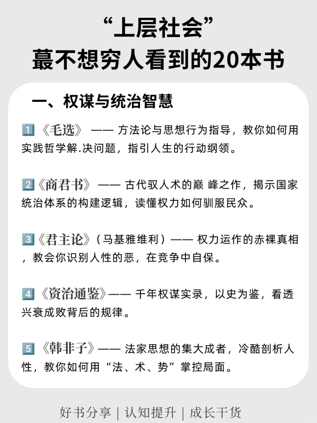 📚“上层社会”蕞不想穷人看到的20本书