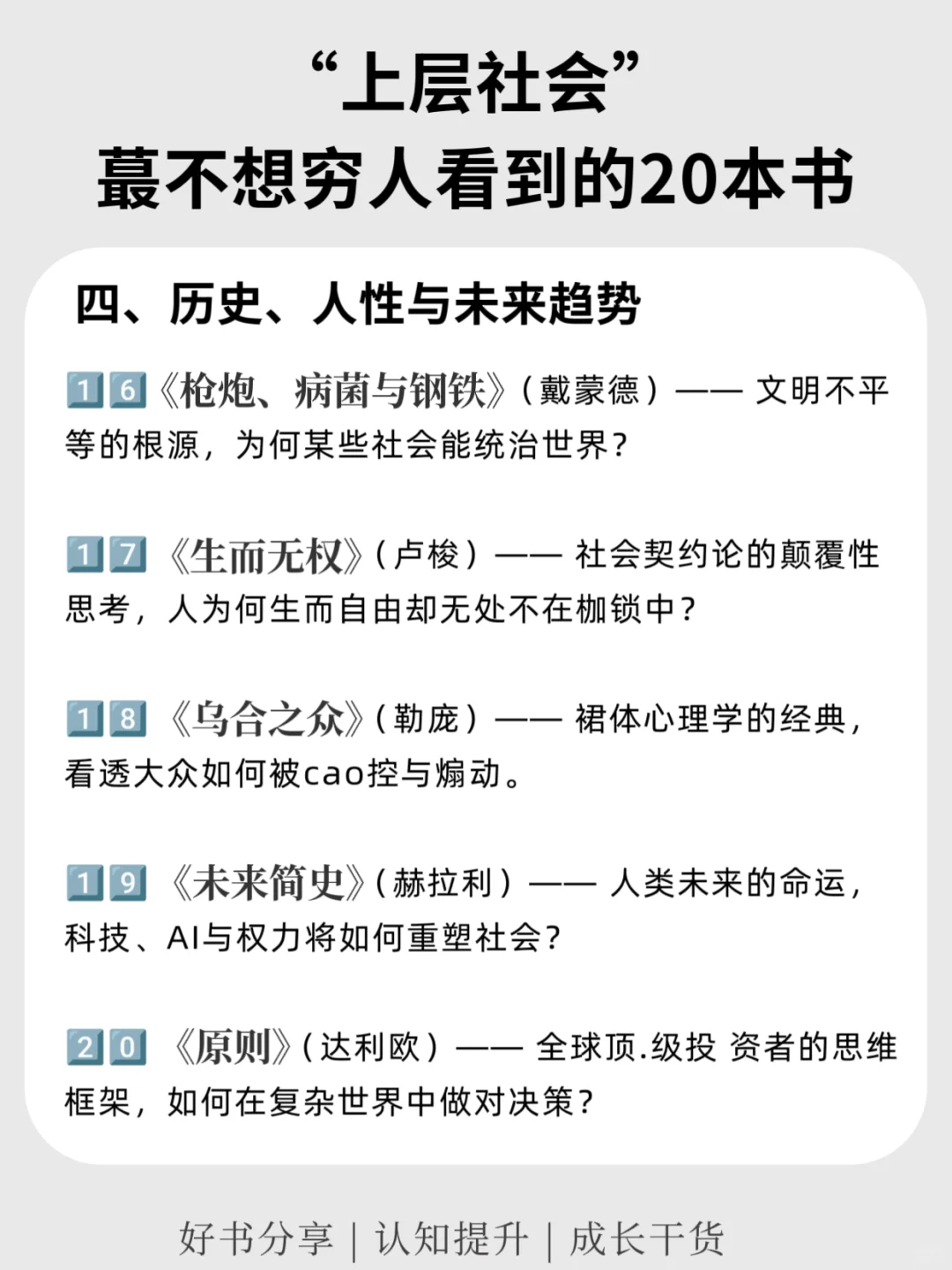 📚“上层社会”蕞不想穷人看到的20本书