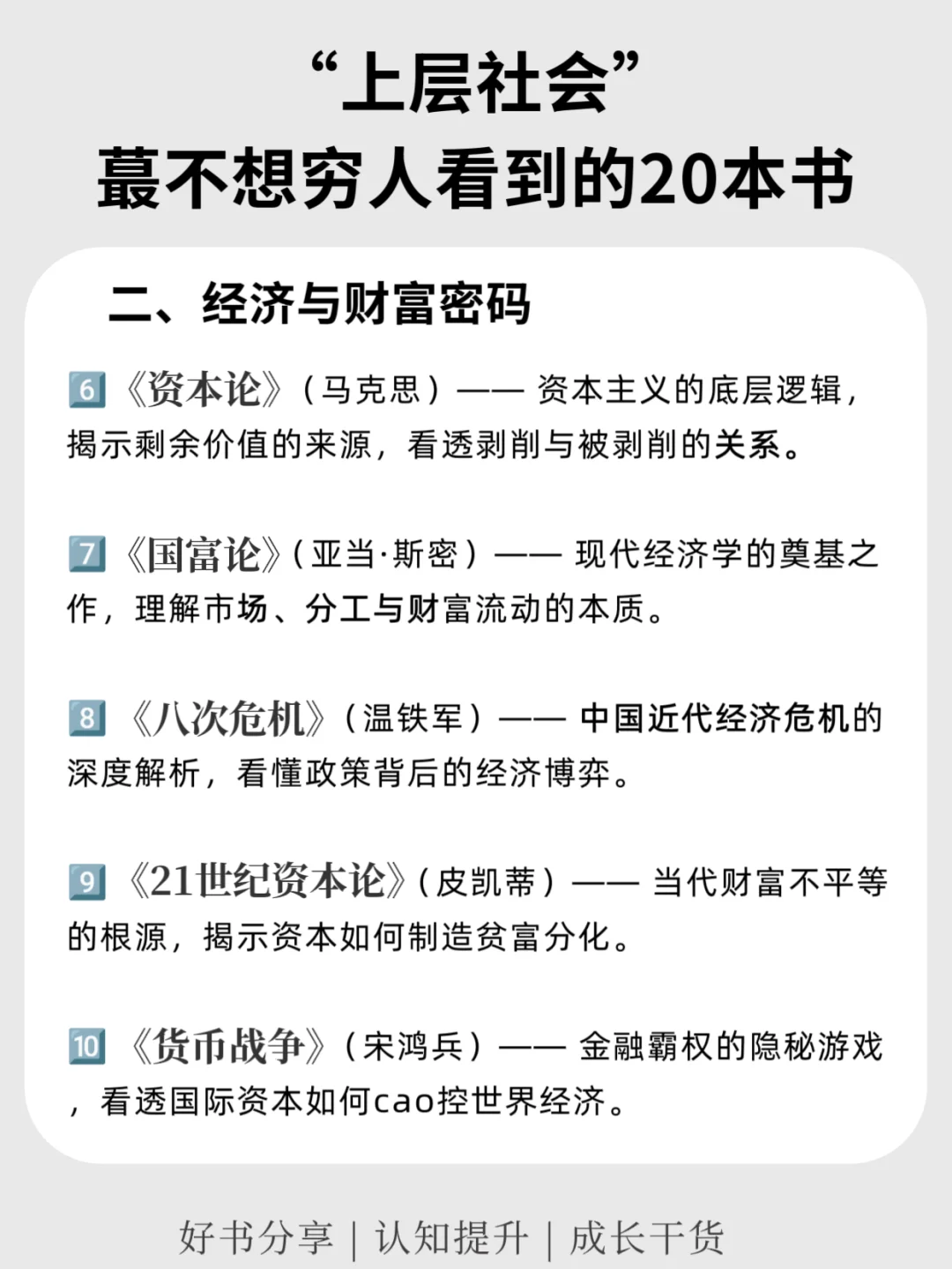 📚“上层社会”蕞不想穷人看到的20本书