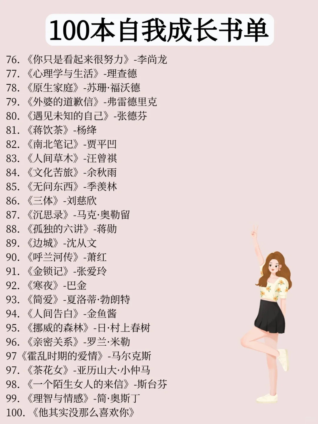 100本自我成长书单，快来看看有没有你的菜