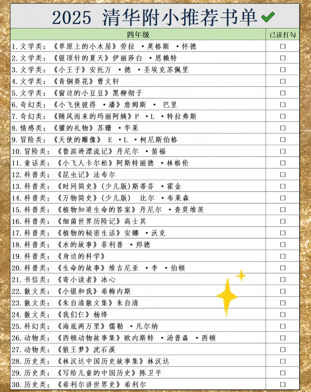 2025年清华附小推荐书单（新版）🔥