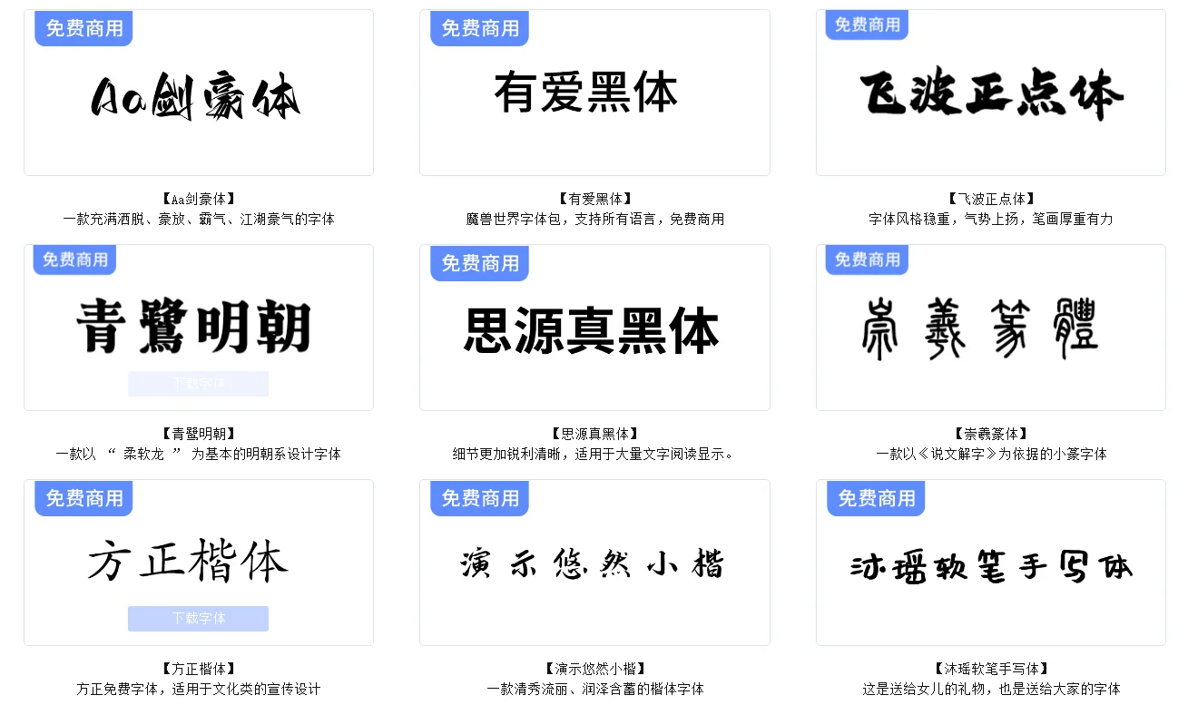 给大家来分享免费商用字体了
