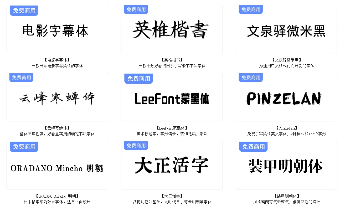 给大家来分享免费商用字体了