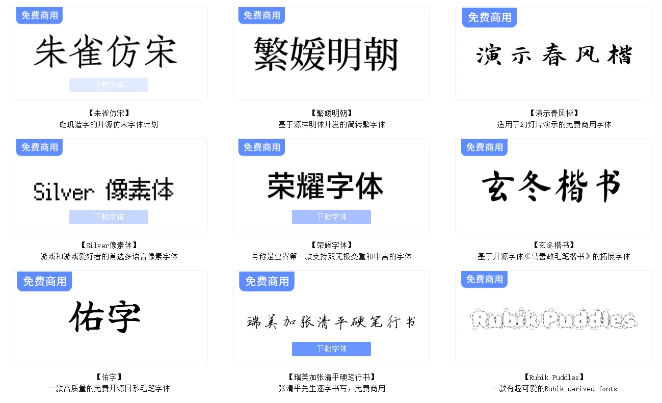 给大家来分享免费商用字体了
