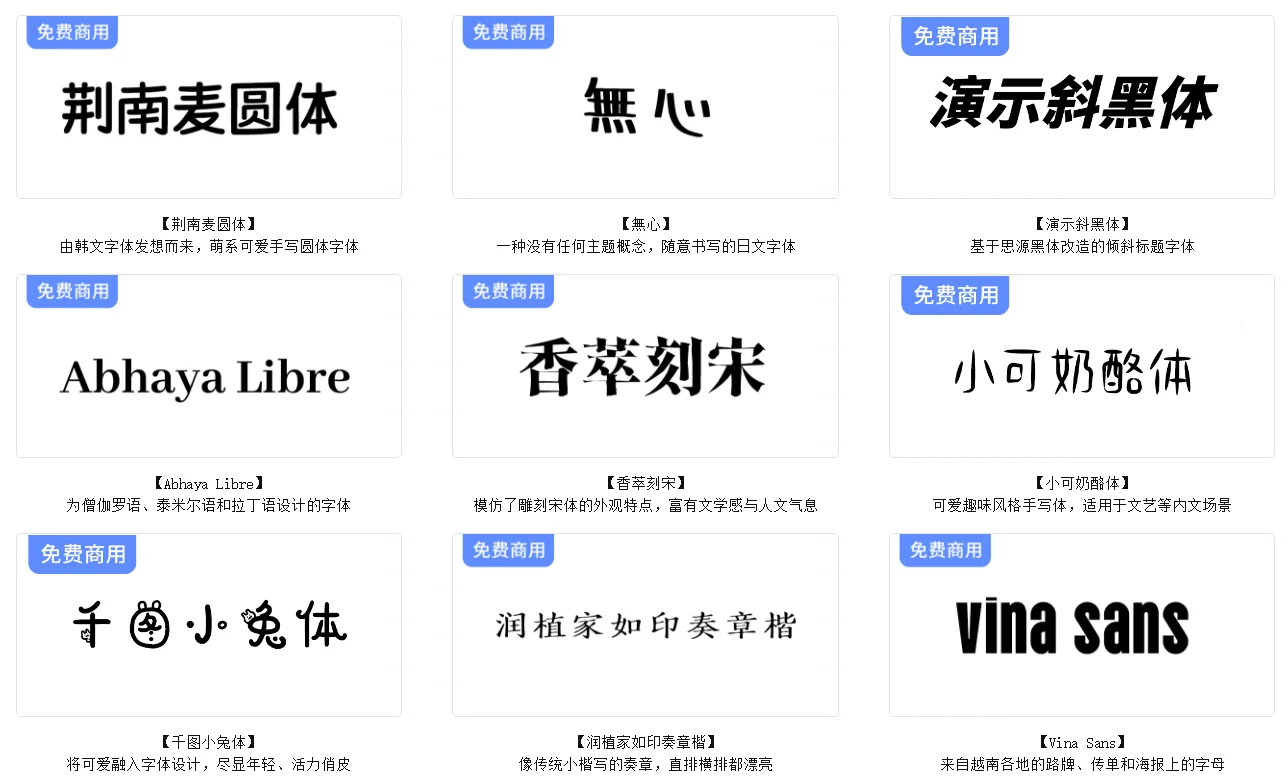给大家来分享免费商用字体了