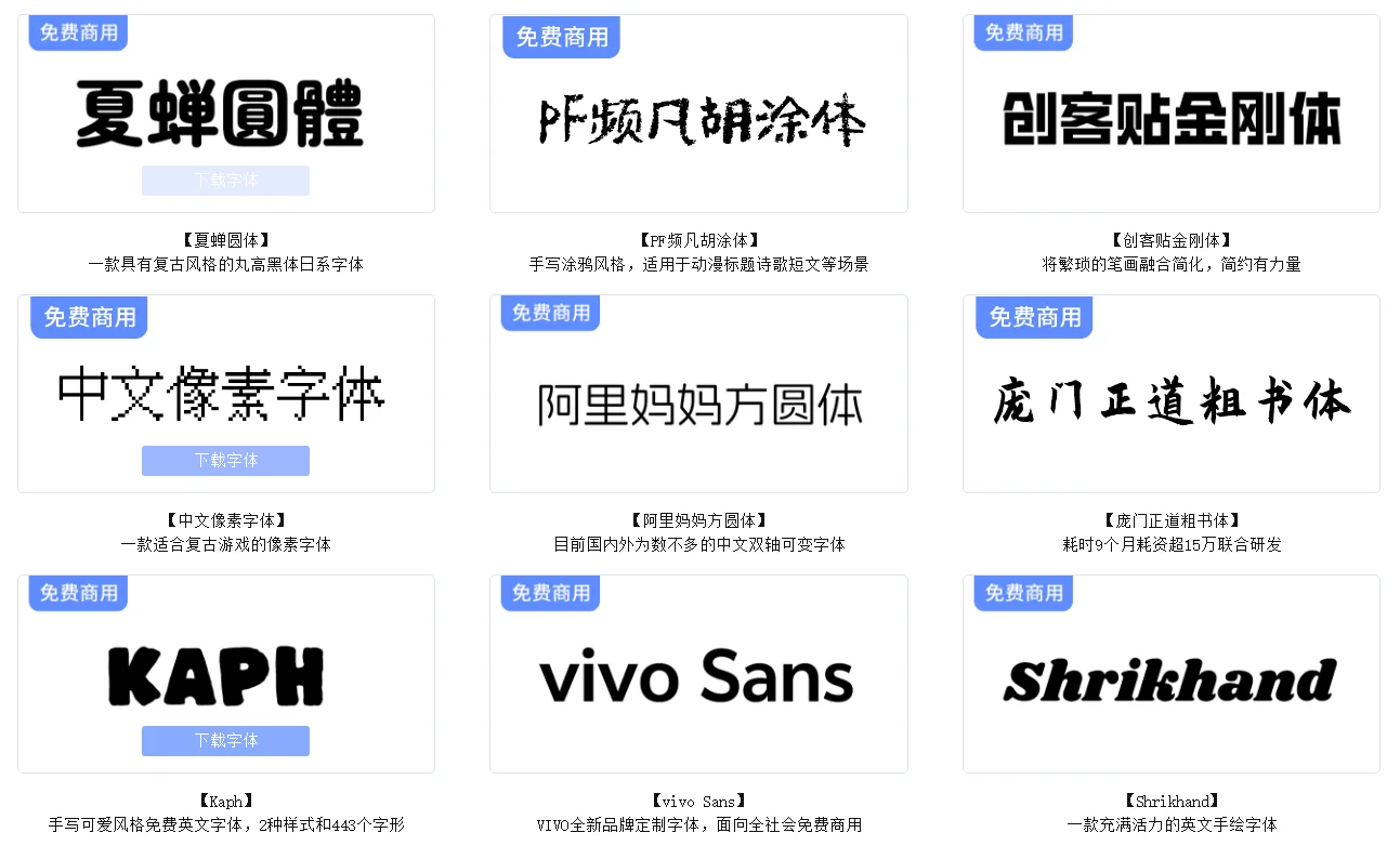 给大家来分享免费商用字体了