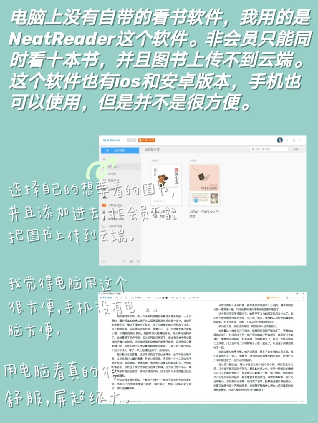 手机，平板，电脑，都可以看电子书的！
