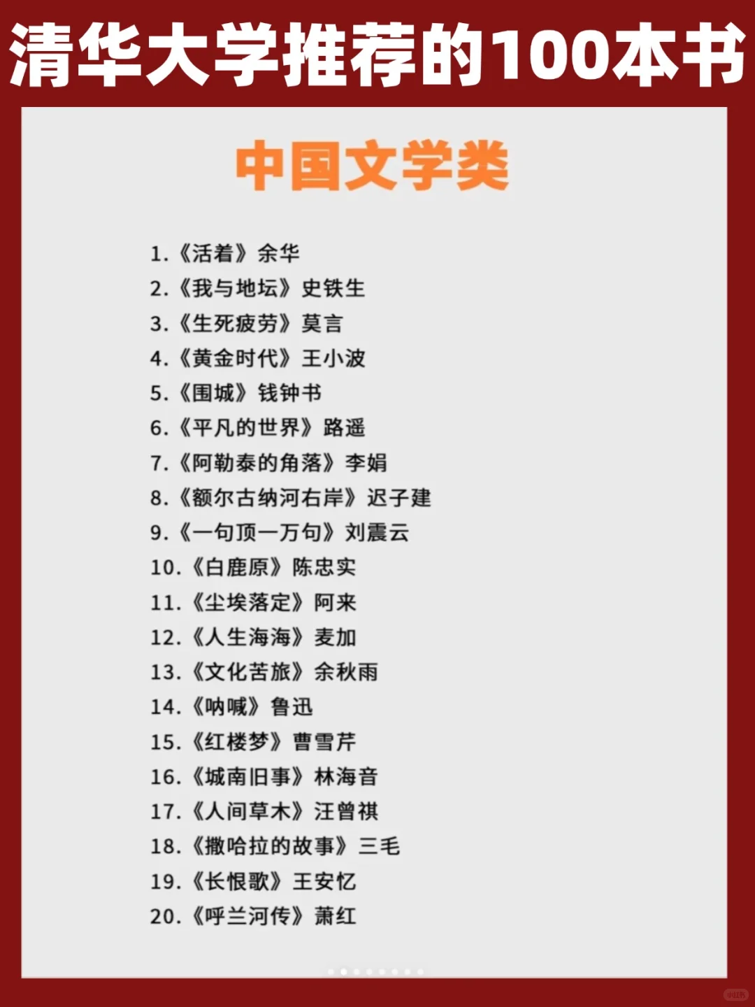清华大学推荐丨100本高质量书单，启智人生