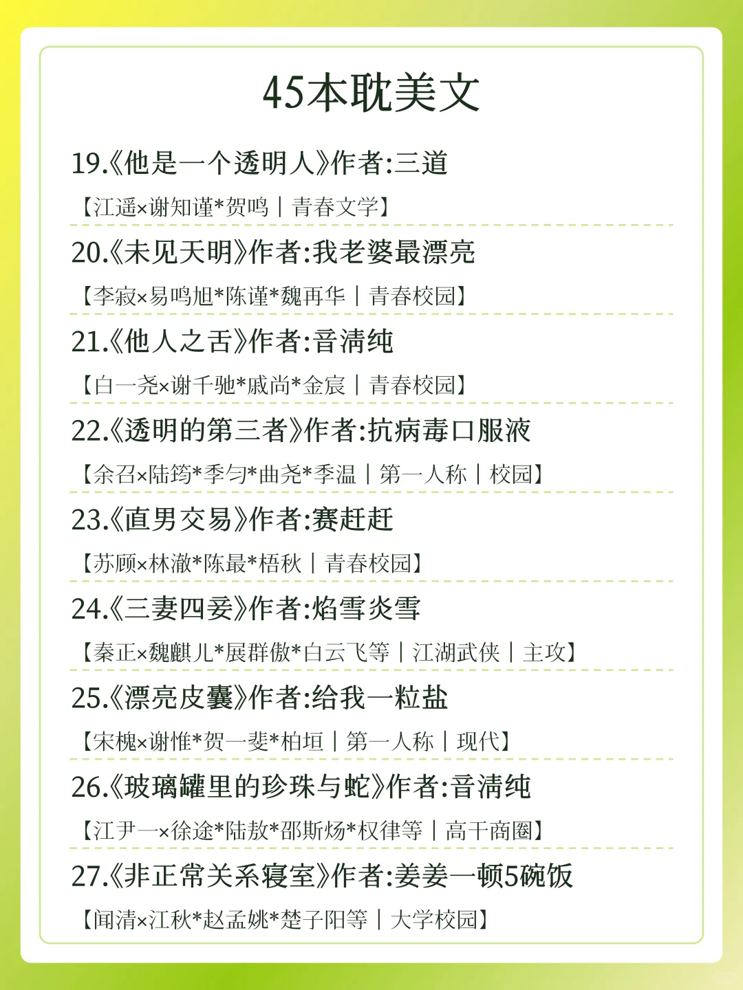 45本👀耽美文书单分享👀不要错过啦~