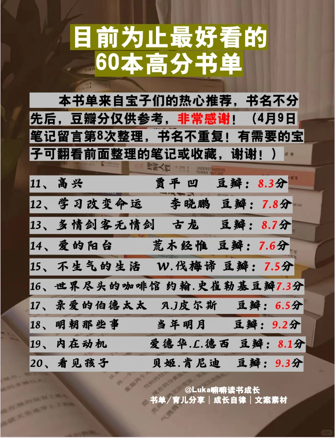 60本目前最好看的高分书单（续集7）
