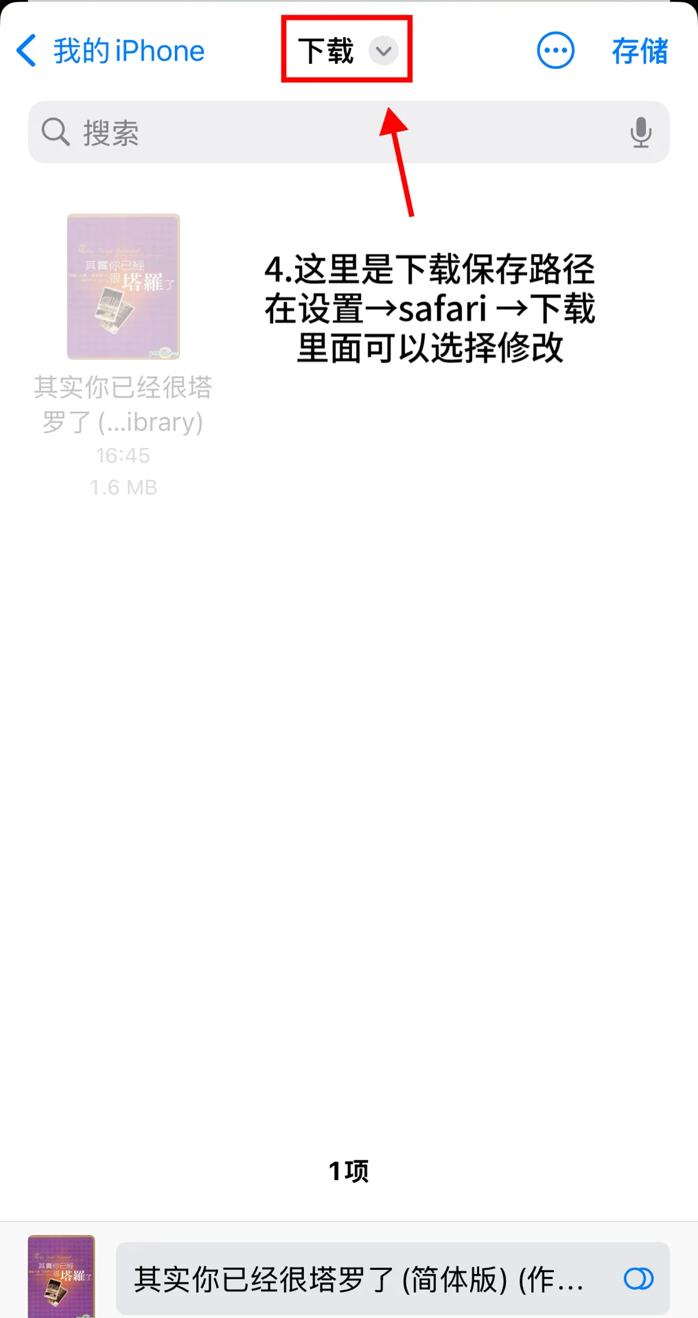 苹果浏览器下载的文件查找方法